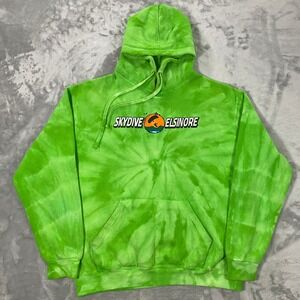 Colortone Skydive Elsinore Hoodie Men Size L Green Tie Dye Graphic Pullover